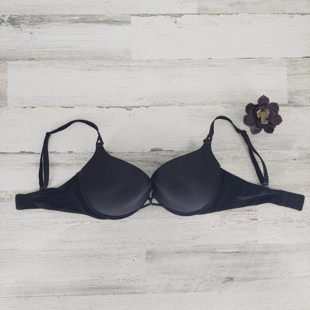 Victoria Secret Plunge Black Satin Bra